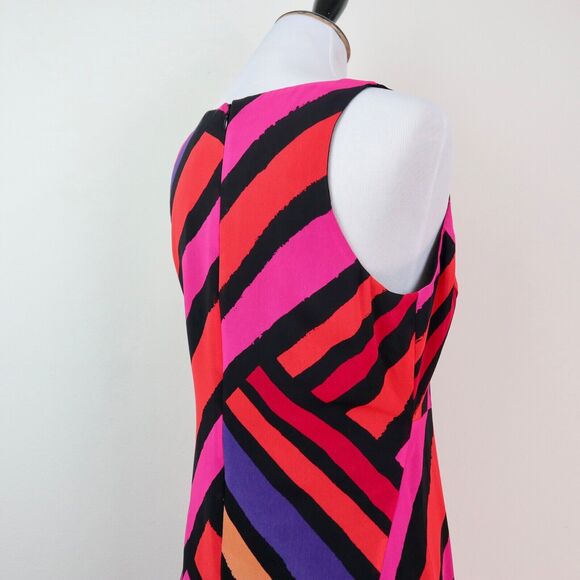 Cabi Size S Fete Dress Vibrant Multicolor Striped Chiffon Fit & Flare - Picture 6 of 12